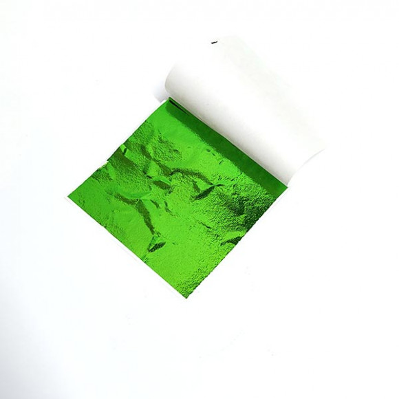 Поталь плотная в листах Зеленая 8 x 8 см для эпоксидной смолы, 100 листов
