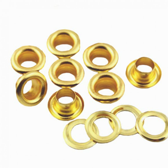 Набор люверсов с уплотнительным кольцом, Золотые,100 шт